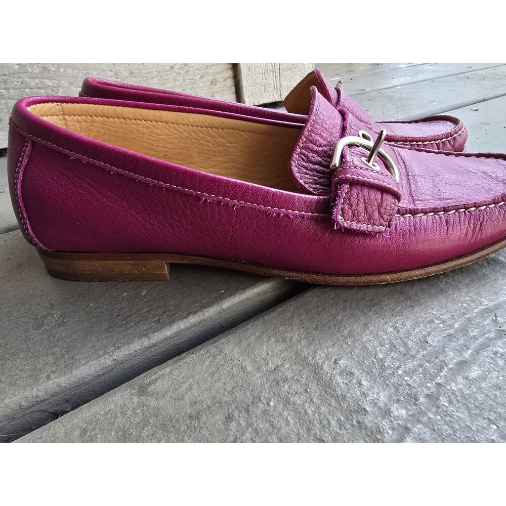 Coach Pink Leather Loafer Flats Round Toe Buckle Slip On Women's Size 6 - Picture 4 of 6